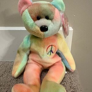 Ty Beanie Baby Tie-Dye Peace Bear